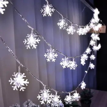 Snowflake LED Reťazec Svetlo Víla Teplá Biela Garland Domov Vianoce Rozprávkových Svetiel Navidad Svadobná Výzdoba Vianočná Výzdoba pre Domov