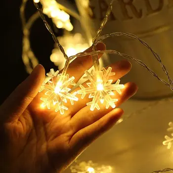 10/20/40 LED Snowflake Svetlo String Ligotať Girlandy Batérie Powered Vianočné Čítanie Dovolenku Strany Vianočný Strom Decor Víla Svetlo