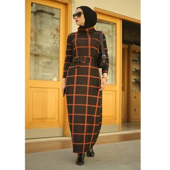 Turtleneck Žien Maxi Šaty Skromné Kaftane Veľká Veľkosť Islamské Oblečenie Moslimských Módy pre zimné Šaty, Turecko, Dubaj Hidžáb 2021
