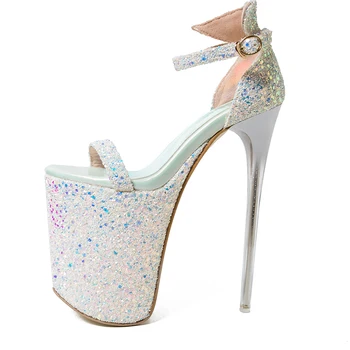 Sexy dámske sandále dámske topánky pre nočný klub nové letné lesk sandalias mujer 2021 vysoké podpätky platformu dámske topánky WSH2599