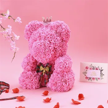 2020 Romantický Valentín Plyšový 35 cm Rose Medvedík Darček k Narodeninám Vianoce Svadba Viacfarebná Umelé Kvety