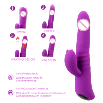 Vyhrievané Swing Dildo Rabbit Vibrátor pre Ženy Análny Plug Klitorisu Pošvy Stimulátor Sex Hračky pre Dospelých, Erotické Produkty Žena Sextoys