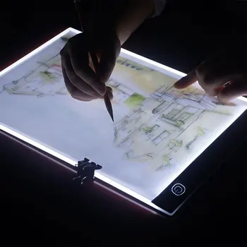A5 Ultra-tenký LED Digitálny Tablet Grafické Sledovanie Kópiu Rada Umenie Maľba 3-Úroveň Stmievateľné s Micro USB Kábel pre Dropship