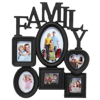 Family Photo Frame Stene Visí 6 Multi-Veľké Obrázky Držiak Displeja Domova Darček 30X37Cm Zadnej Strane s Ťahať Karty - Black