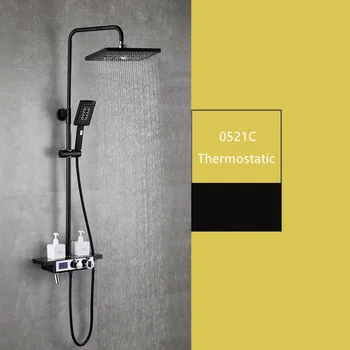 Digitálny Kúpeľňa so Sprchou Systém s Termostatické Funkciu Inteligentné Zobrazenie Teploty Obrazovke Vaňa Sprcha Batérie, Zdvíhacie Bar
