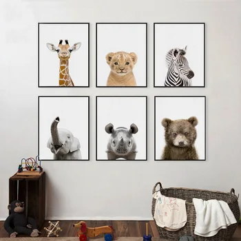 Dieťa Zvierat Plátno Na Maľovanie Zebra, Tiger, Lev, Škôlky, Umenie Plagátu Tlač Dekoratívny Obraz Nordic Deti Spálne Dekorácie