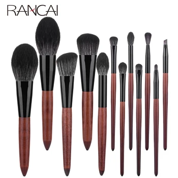 RANCAI 12pcs Kvalitný make-up Sada štetcov Nadácie Powder Blush Eyeshadow Hubky Kefky Mäkké Vlnené Vlákno Vlasy Kozmetických Nástrojov