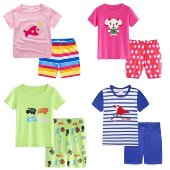 2019 childen bavlnené oblečenie set sa Bebe Dieťa Noc Nosenie Infantil Letné Pyžamo Batoľa Chlapec Sleepwear Pijama Deti Krátky Rukáv