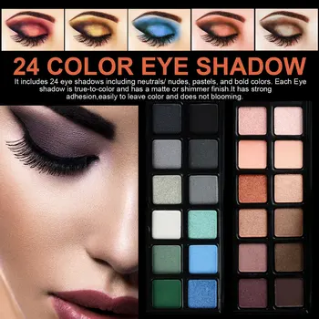24 Farby Eyeshadow Makeup Paleta Nastaviť Mascara Očné Linky, Rúž, Sada Eye Shadow Paliet