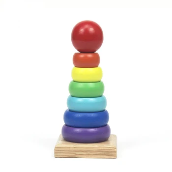 Montessori Detské Hračky Rainbow Jenga Dreva, Stavebné Bloky, Skladacia Veža Kruhu Farebné Vzdelávacieho Hračky Pre Deti Deti