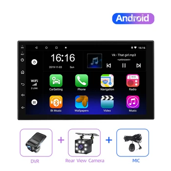 JMANCE Nastaviteľné 1DIN FM 7 Palcový Auto Stereo Rádio Android 9.1 Kontakt Displeja 1080P autorádia Hráč Quad-Core GPS Navigácie