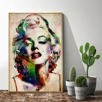 Abstrakt Marilyn Monroe Plátno Umenie, Maliarstvo, Film Star Plagáty a Tlačí Farebné Steny Umenie Obrázok pre Obývacia Izba Domova