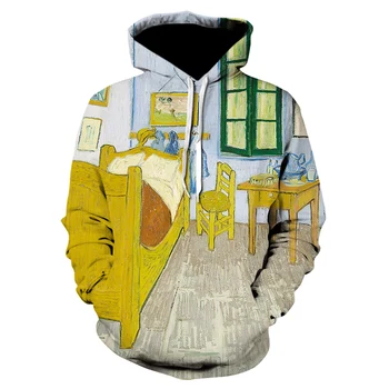 Vytlačené Hoodies Zimné Móda Hooded mikina s Kapucňou Harajuku Vintage Gotický Mikina Tvorivé Bunda Camisetas Slnečnice Van Gogh 3d