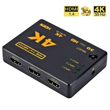 Antoksky Mini HDMI Prepínač 4K HD1080P 3 5 Port HDMI Spínač Voliča Splitter +Hub IR Diaľkové ovládanie Pre prijímače HDTV DVD, TV BOX Z2