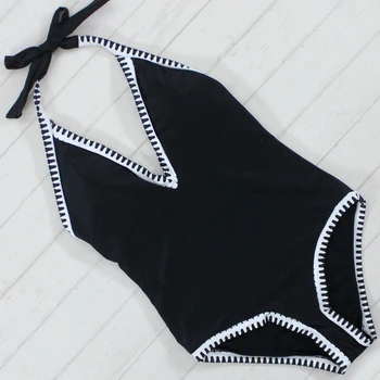 Nový Sexy Čierne a Biele jednodielne Plavky, Plavky Ženy Ženy Bandeau Celých Plavkách Jeden Kus Plávanie Oblek pre Ženy