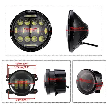 1 Pair 7 Palcový LED Svetlometov+Hmlové Svetlo+Predné Zase Signál pre Jeep Wrangler JK 2007-2017 Hi/Low Lúč Žiarovka DRL Svetlomet