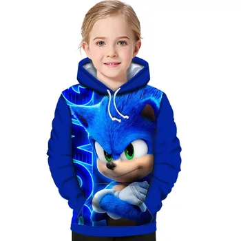 DLF 2-16Y Anime Sonic The Hedgehog Deti, Mikiny s Kapucňou, 3d Tlač Hoodies Chlapci Sveter Cosplay Kostým Batoľa Dievčatá Oblečenie