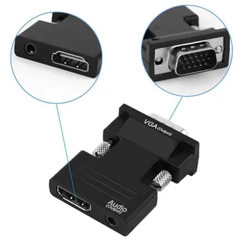 Prenosný Počítač Konektory 720P/1080i/1080P 3,5 mm Prenosné 1080P HDIM na VGA Prevodník s Audio Výstup Kábel Drôt