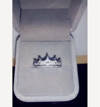 YANHUI Luxusné Kráľovná Koruny Krúžok Striebro 925 Šperky Micro Cubic Zirconia Chvost Krúžok Módne Dievča Žien Darček Jemné Šperky JZ014