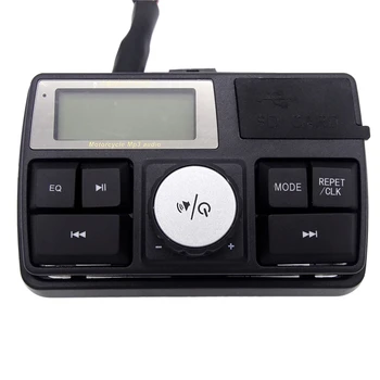 3 palcový Motocyklový Alarm Vodotesný Zvukový Systém FM Rádio, Stereo Zosilňovač, MP3, Reproduktory Proti Krádeži Alarm Systém s USB, SD Slot