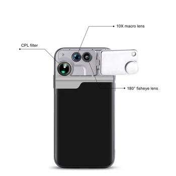 Objektív puzdro pre iphone 11 Pro Max 10X 20X Makro Fisheye Objektív 2X Teleobjektív CPL filter, Objektív Kit 5 v 1 Ochranné puzdro s
