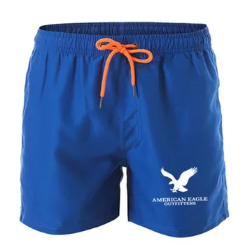 Pánske vytlačené bežné šortky Eagle vytlačené športové šortky v Lete jogging cvičenie šortky pánske módne rýchle sušenie pláži nohavice