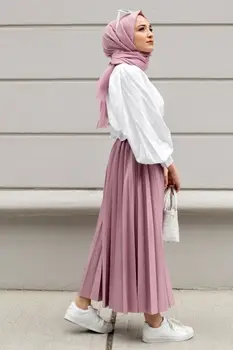Moslimské Abayas Vyhovovali Hidžáb Oblečenie 2 KUSY Spodnej a Hornej Módne 4 Sezóny Islamské Oblečenie Kaftane Ramadánu Dubaj Vyrobené v Turecku
