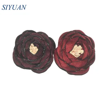 13pcs/veľa 1.2 palcový Mini Petti Ruže, Kvety Vintage Polyester Kvet s Stamen Domov DIY Dekor Vlasy Príslušenstvo TH264