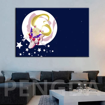 Tlač Na Plátne Obrazy Domova Mesiac Krajiny Animácie Dievča Wall Art Modulárny Obrázky Moderné Klasické Plagáty Spálňa Rám