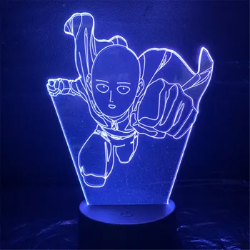 Jeden Úder Muž Nočné Osvetlenie Led Saitama Lampara Anime Lampa 3D Osvetlenie Stolná Lampa Deti Darček Farby Luminaria Hračky