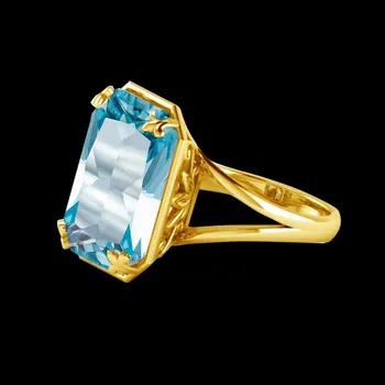 Szjinao Akvamarín Krúžok Zlato 925 Sterling Silver Zásnubné Prstene Pre Ženy Námestie Drahokam Modrá Značka Jemné šperky Nový výrobok