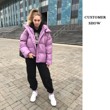 2020 zimné parkas dámske puffer bunda s kapucňou kabát harajuku bublina coats kórejský módne outwear