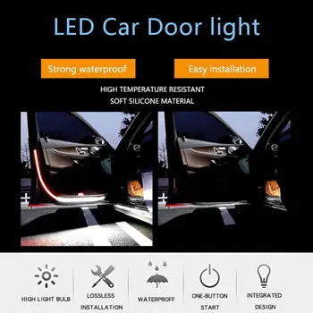2 x Auto Otvorených Dverí Varovanie Lampa Prúdi svetlo Blikajúce LED Svetlá Pásy Proti kolízii Bezpečnosť Predné Zadné Bezpečnostné Upozornenie Auto Svetla