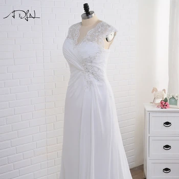 ADLN Zásob Plus Veľkosť Svadobné Šaty Elegantné tvaru Biela/Ivory Nášivka Korálkové Šifón Pláži Svadobné Šaty Vestidos de Novia