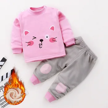 2020 Deti Spodné Prádlo Vyhovuje Baby Chlapci, Dievčatá Cartoon Oblečenie Na Jeseň Zima Plus Velvet Pribrala Pyžamo Deti Pijamas