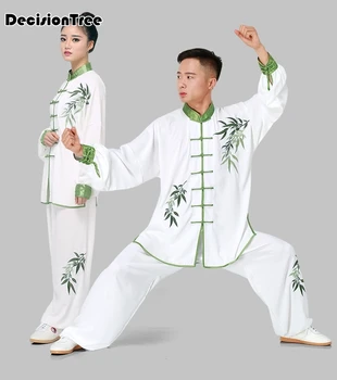2021 bojových umení nastaviť taiji kungfu oblečenie muž žena bambusu výšivky bavlna, dlhý rukáv bojové umenie jednotné oblek