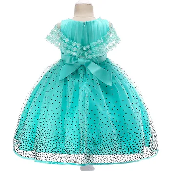 2020 Príležitostné Letné Šaty Korálkové Oka Dot Tlač Kvety Dievčatá Šaty Deti Oblečenie Čipky Princezná Sprievod Šaty Vestidos Verano