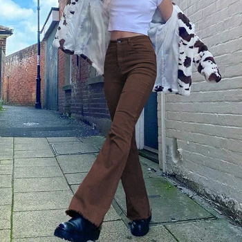 Vintage Brown Džínsy Pre Dievčatá Ženské Módne dámske Klasické Svetlice Džínsové Nohavice Vysoký Pás Nohavíc Harajuku Capris Vrecká