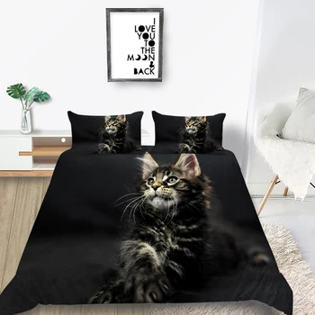 Mačka Série posteľná bielizeň Nastaviť Jeden Pohodlné Tvorivé 3D Perinu Kráľ, Kráľovná Twin Plný jednoduché Dvojité Jedinečný Dizajn Posteľ Nastaviť