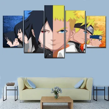 Anime Naruto Plagát 5 Panel Abstraktné Naruto Uzumaki A Sasuke Uchiha Maľovanie Na Moderné Umelecké Plátno Vytlačený Obrázok Na Stenu Dekor