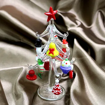 Custom Handmade Murano Transparentné Sklo Vianočný Stromček Figúrka Ozdoby, Vianočné Dekorácie 12pcs Charms Príslušenstvo Prívesok Darček