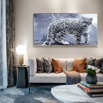 Zviera olejomaľba leopard v snehu plátno na maľovanie office obývacia izba chodba domáce dekorácie nástenná maľba
