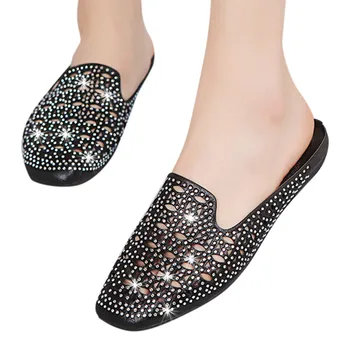 SAGACE dámskej módy bežné sklzu na vonkajšie papuče crystal Baotou mimo sebe duté ploché papuče nový záznam 2020