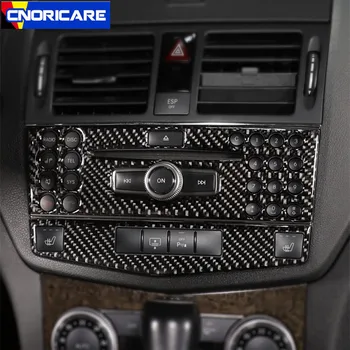 Carbon Fiber Konzoly CD Panel Dekorácie Kryt Nálepky Výbava Pre Mercedes Benz C Trieda W204 2007-10 Interiéru Auto Príslušenstvo