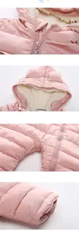 Zimné Štýl remienky novorodenca teplé bundy pre dievčatká oblečenie 3-18 m deti fleece kombinézach chlapec Farbou vrchné oblečenie snowsuit