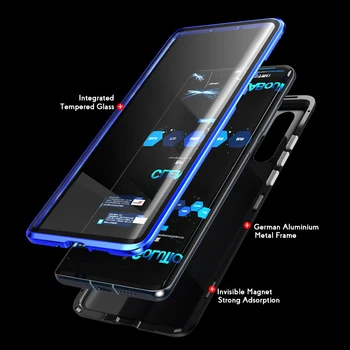 360 Plnú Ochranu Magnetických Kovov Prípade Predné Zadné Tvrdené Sklo Kryt Pre Samsung Galaxy A50 A30 A70 A7 A9 2018 S10 S9 S8 Plus