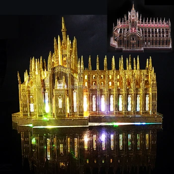 3D Kovov Puzzle Milan Katedrála 255Pieces Duomo di Milano Budovy Model Súpravy DIY 3D Laser Cut Skladačka Hračky pre Deti a Dospelých