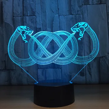 Dva Hady Špirála 3D LED Nočné Svetlo 7 Farieb ilúziu, Spálňa Lampa Nočného Dieťa Deti darček na Vianoce, Nový rok