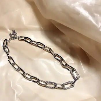 Nové trendy ženy kovové Reťaze Choker Náhrdelník Pre Mužov Hip Hop crystal Kamienkami Vyhlásenie Náhrdelník Šperky