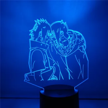 Naruto Uchiha Itachi Sasuke 3D Nočné Svetlo Tabuľka Stolná Lampa Anime Luminaria Lampara Tvorivé Dieťa Darček Spálne Dekorácie Osvetlenie
